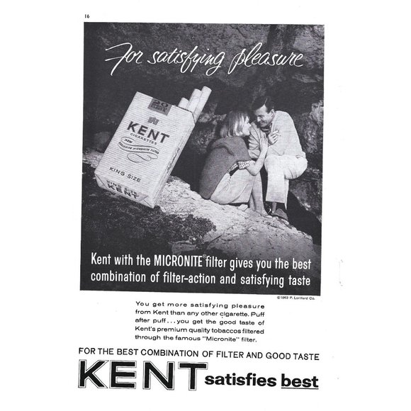 Kent Cigarette AD 1960s Vintage Print Ad 9 inch Tall - Picture 1 of 2